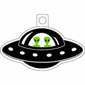 ALIEN TWINS IN FLYING STICKER 4.5"X2.25"