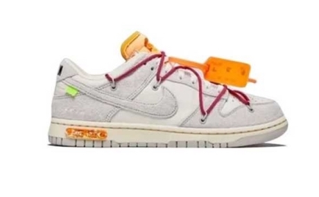 -(A2c)-OFF-WHITE X NIKE DUNK LOW ”DEAR SUMMER" 灰白麂皮 35 OF 50 (橘色+酒紅鞋帶)-DJ0950 114