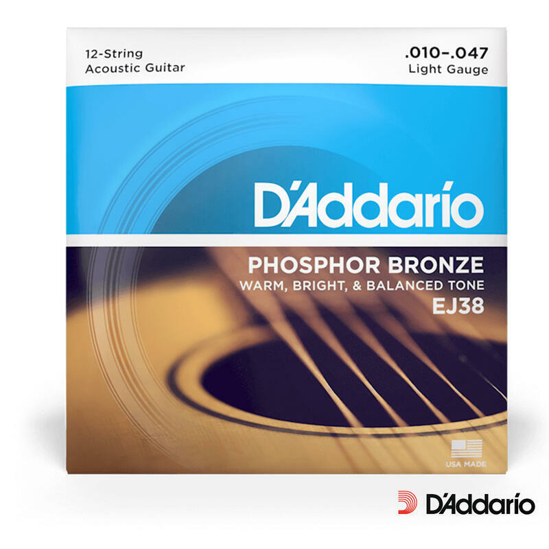 DAddario EJ38 10/47 12弦 木吉他 民謠吉他 弦 紅銅 買二送 拔釘神器