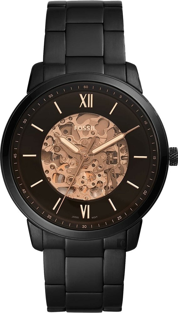 萬年鐘錶 - Fossil     休閒時尚全黑機械自動男錶   ME3183   錶徑44MM