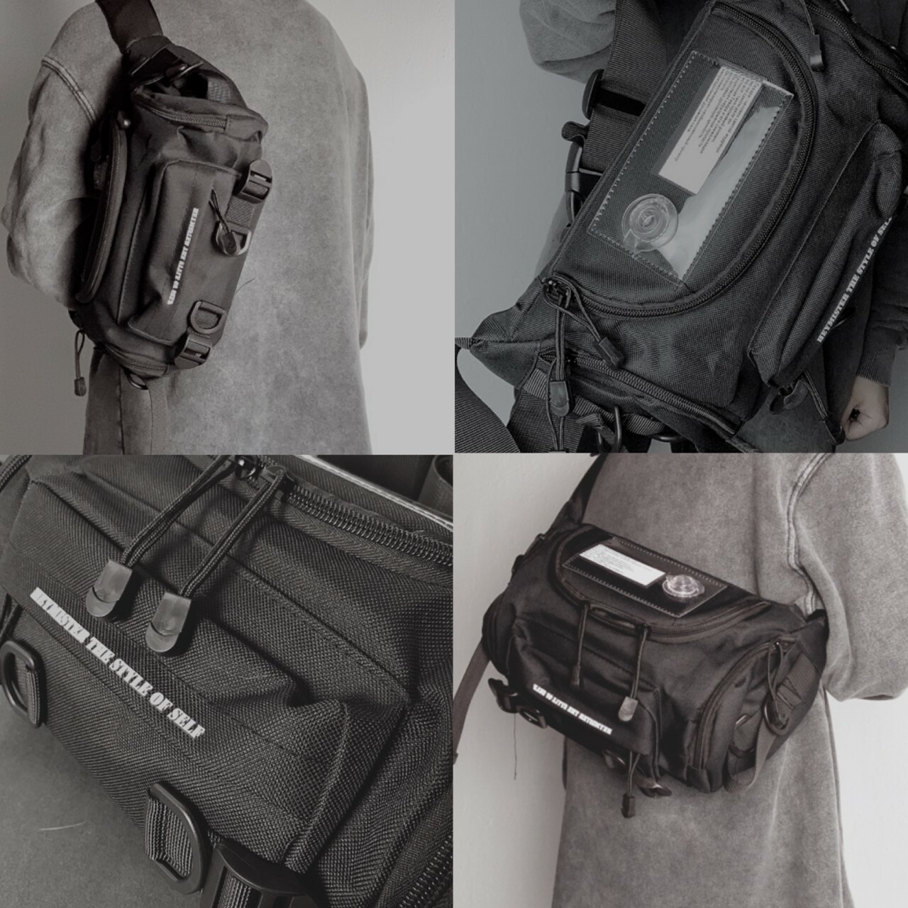 【BGZG003】簡約充氣嘴造型標籤設計筒型工裝腰包