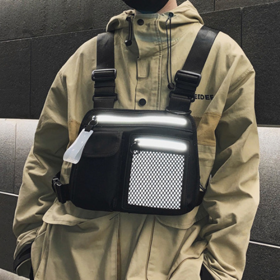 【BGZN004】網袋反光設計街頭胸包