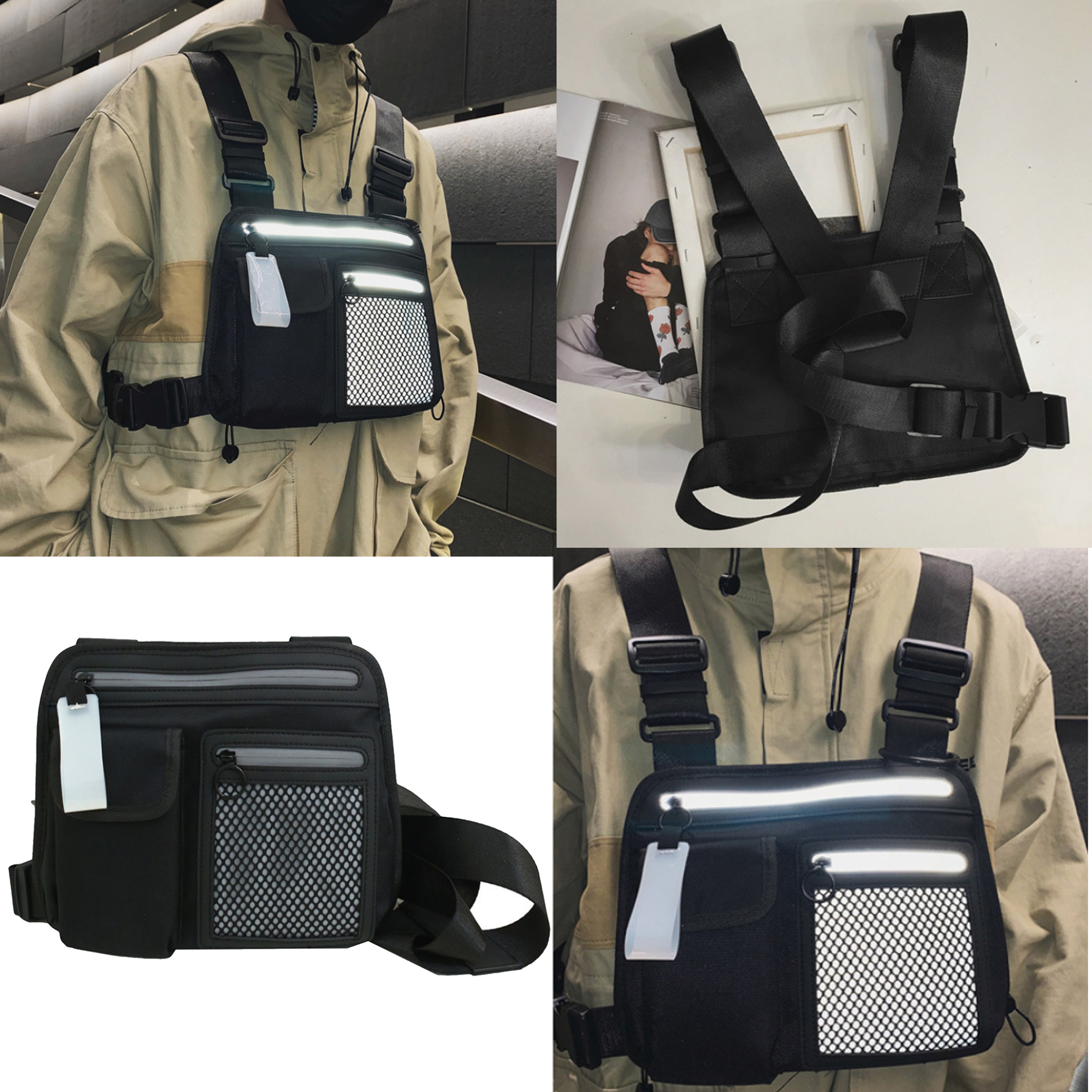 【BGZN004】網袋反光設計街頭胸包