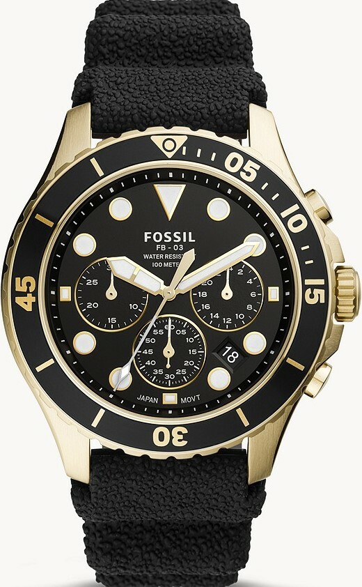 萬年鐘錶 - Fossil  Bronson   潛水面盤三眼計時橡膠錶帶男錶  FS5729   錶徑46MM