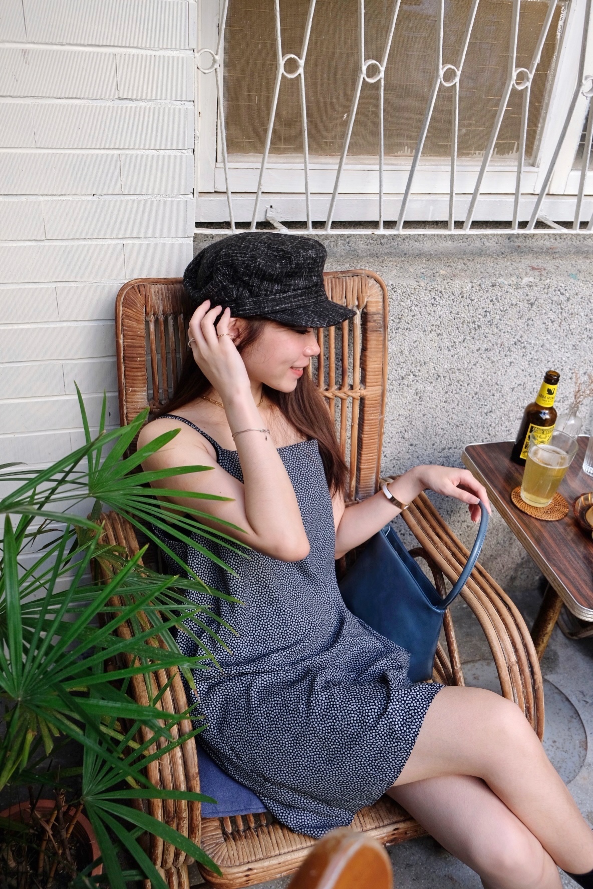 英倫小個性設計師碎花細肩短洋