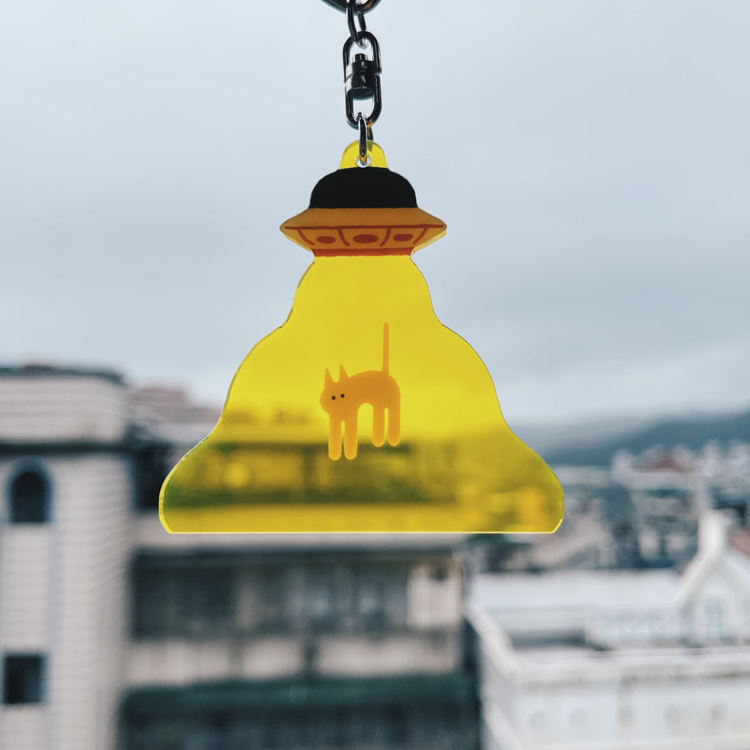 小黃間｜絕版｜壓克力鑰匙圈｜喵星人-白