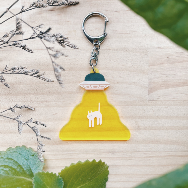 小黃間｜絕版｜壓克力鑰匙圈｜喵星人-白