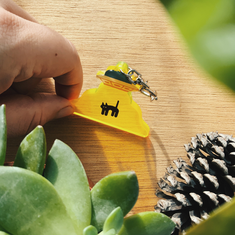 小黃間｜絕版｜壓克力鑰匙圈｜喵星人-黑