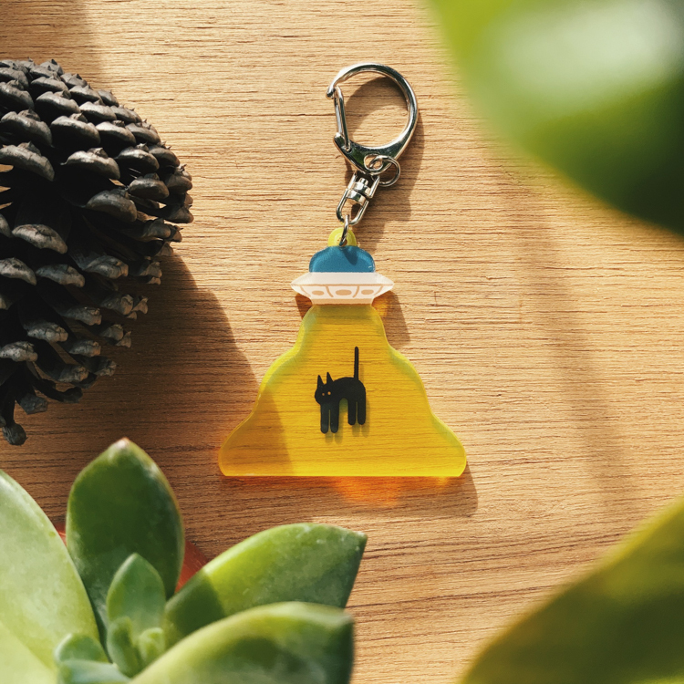 小黃間｜絕版｜壓克力鑰匙圈｜喵星人-黑