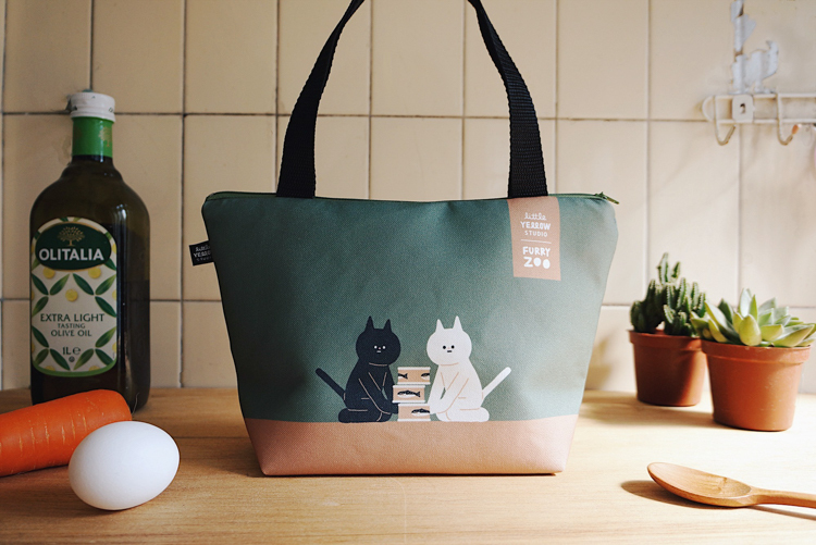 小黃間｜拉鍊便當袋｜貓咪罐頭