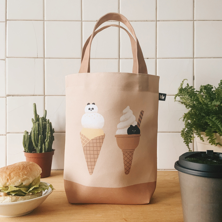 小黃間｜防潑水手提袋｜冰淇淋熊