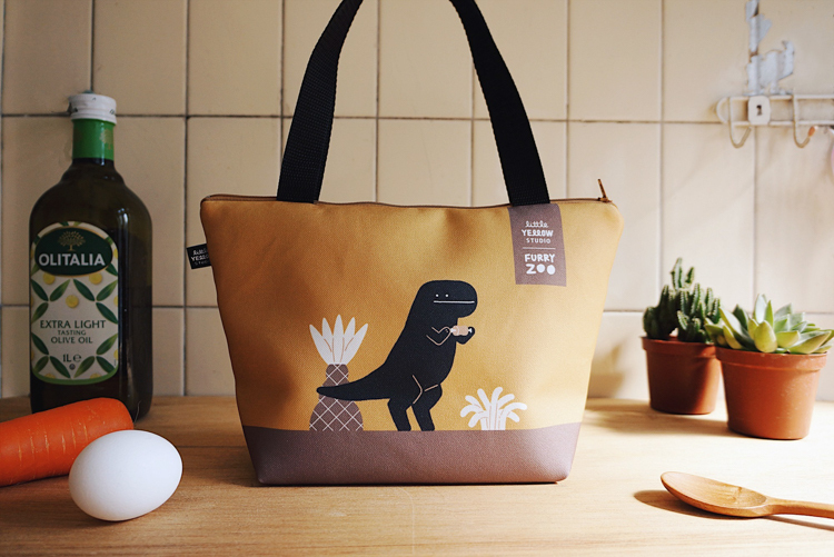 小黃間｜拉鍊便當袋｜暴食恐龍