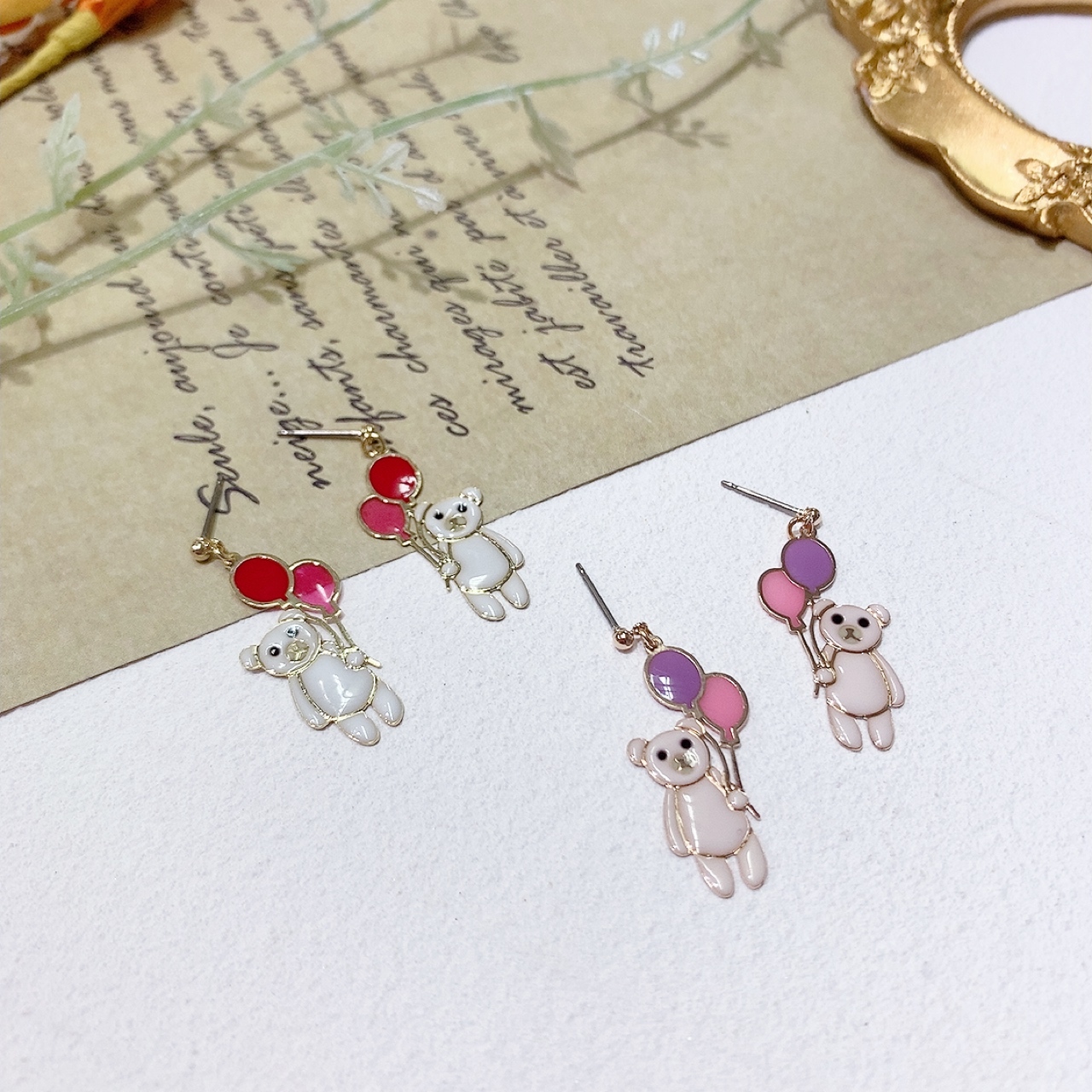 [日本制] 熊仔與氣球耳環 (防敏感)