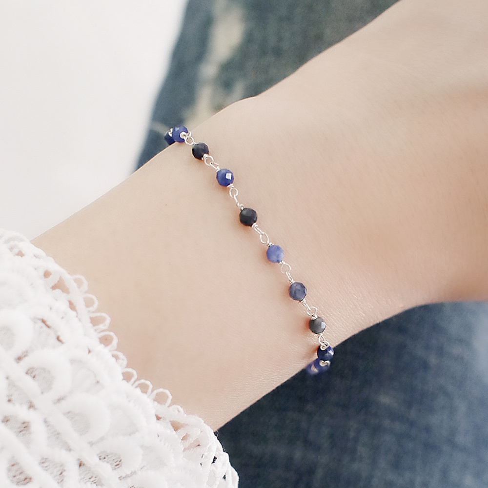 藍寶石珠簾純銀手鍊/SB990