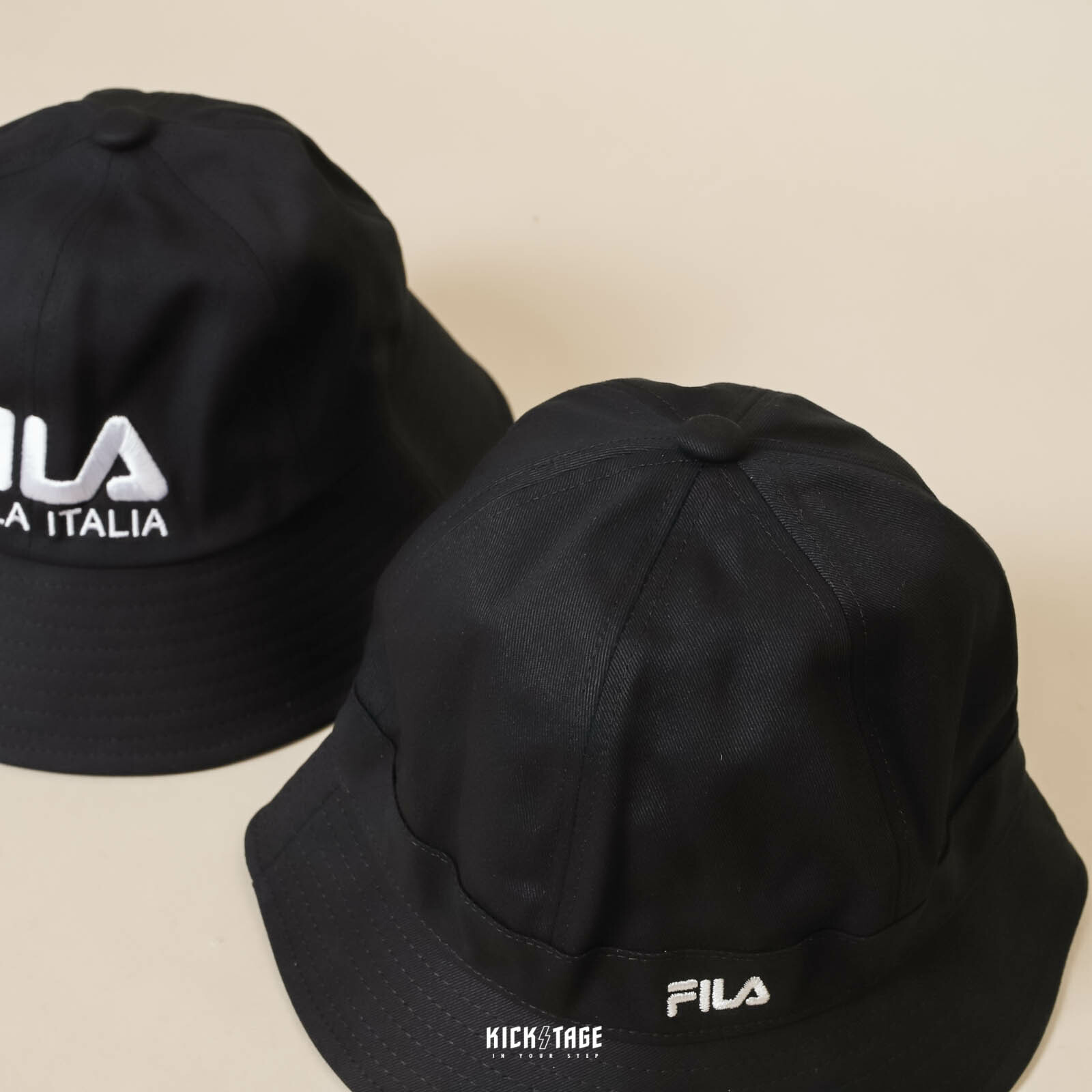 [特價商品無退換] FILA BUCKET HAT 黑色 刺繡LOGO 鐘形帽 圓頂漁夫帽【HTV-5204】【HTV-5205】