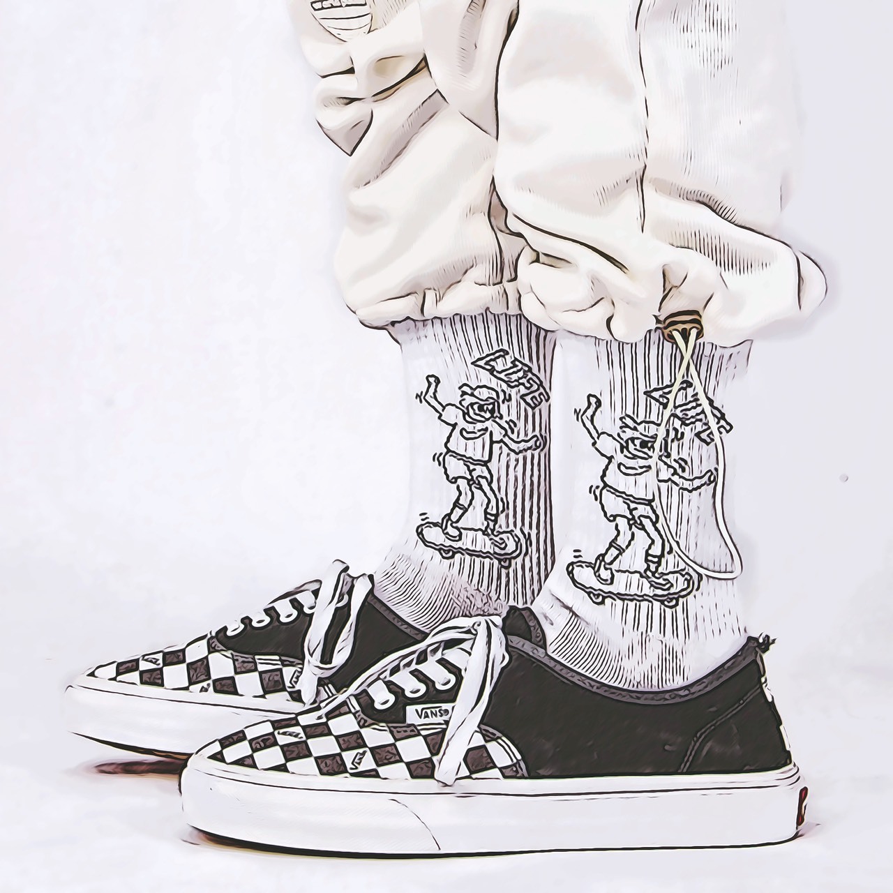 【SCSU034】滑板人SWAG LIFE塗鴉設計長襪