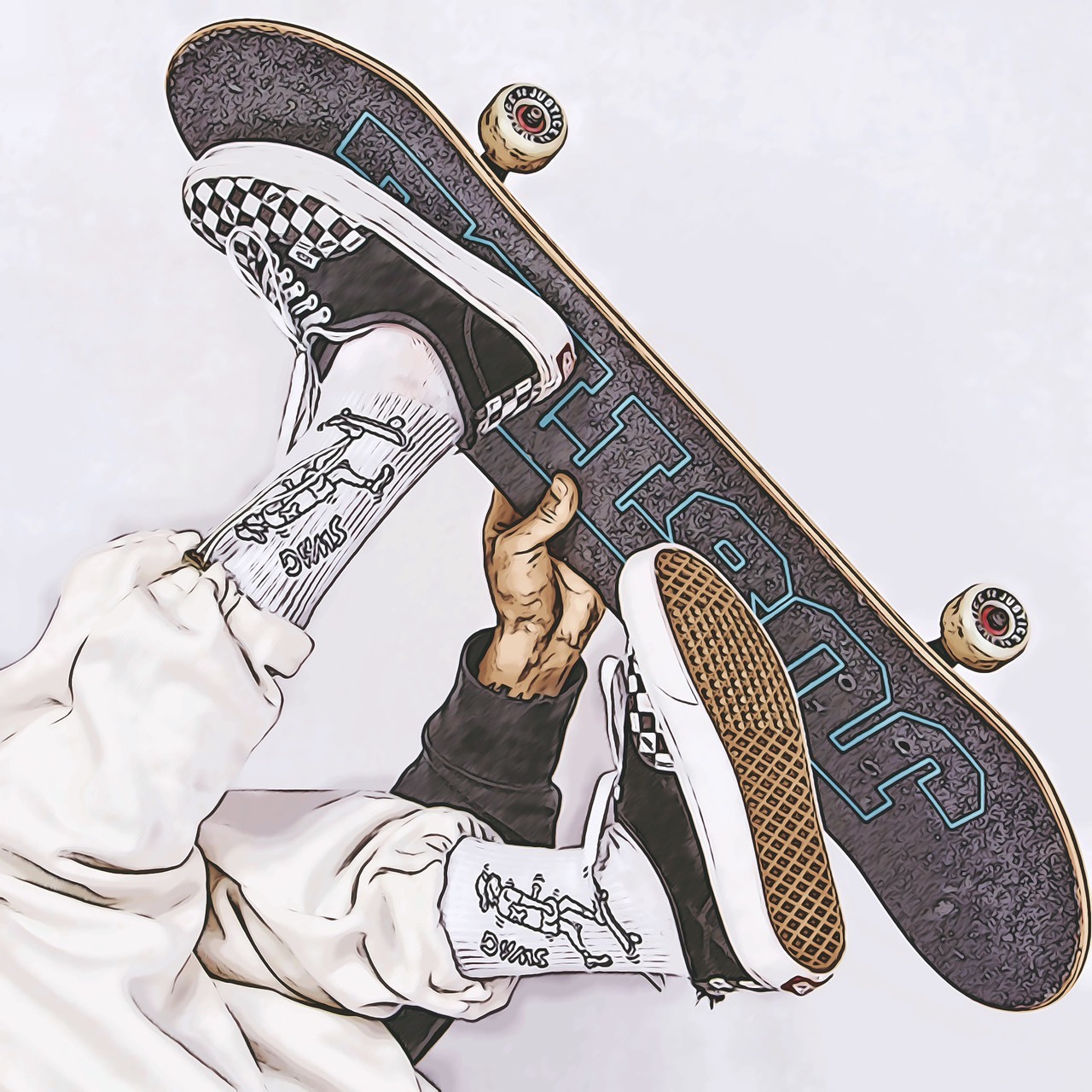 【SCSU034】滑板人SWAG LIFE塗鴉設計長襪