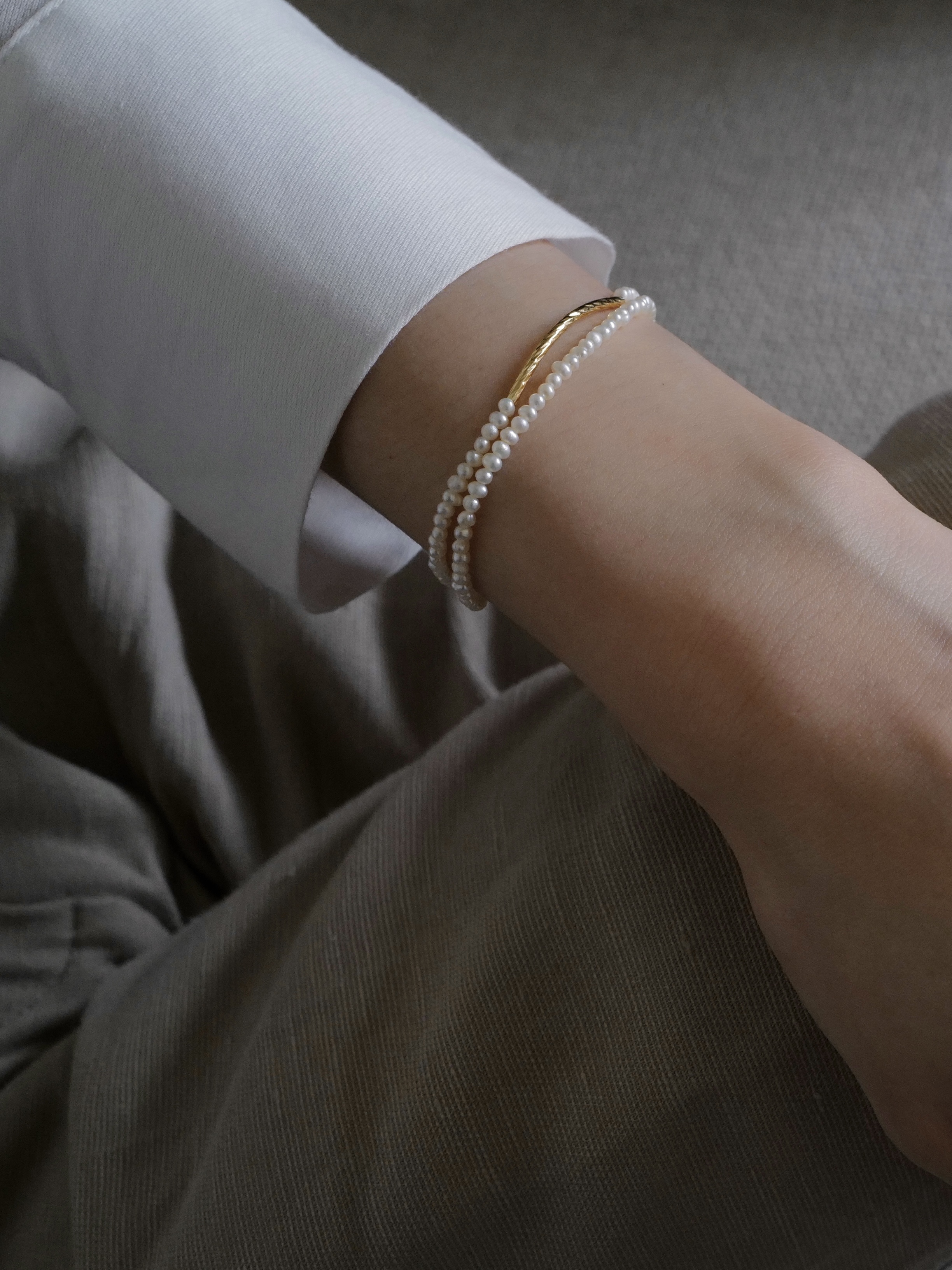 PEARLS DOUBLE BRACELET｜14K極小珍珠雙手鏈