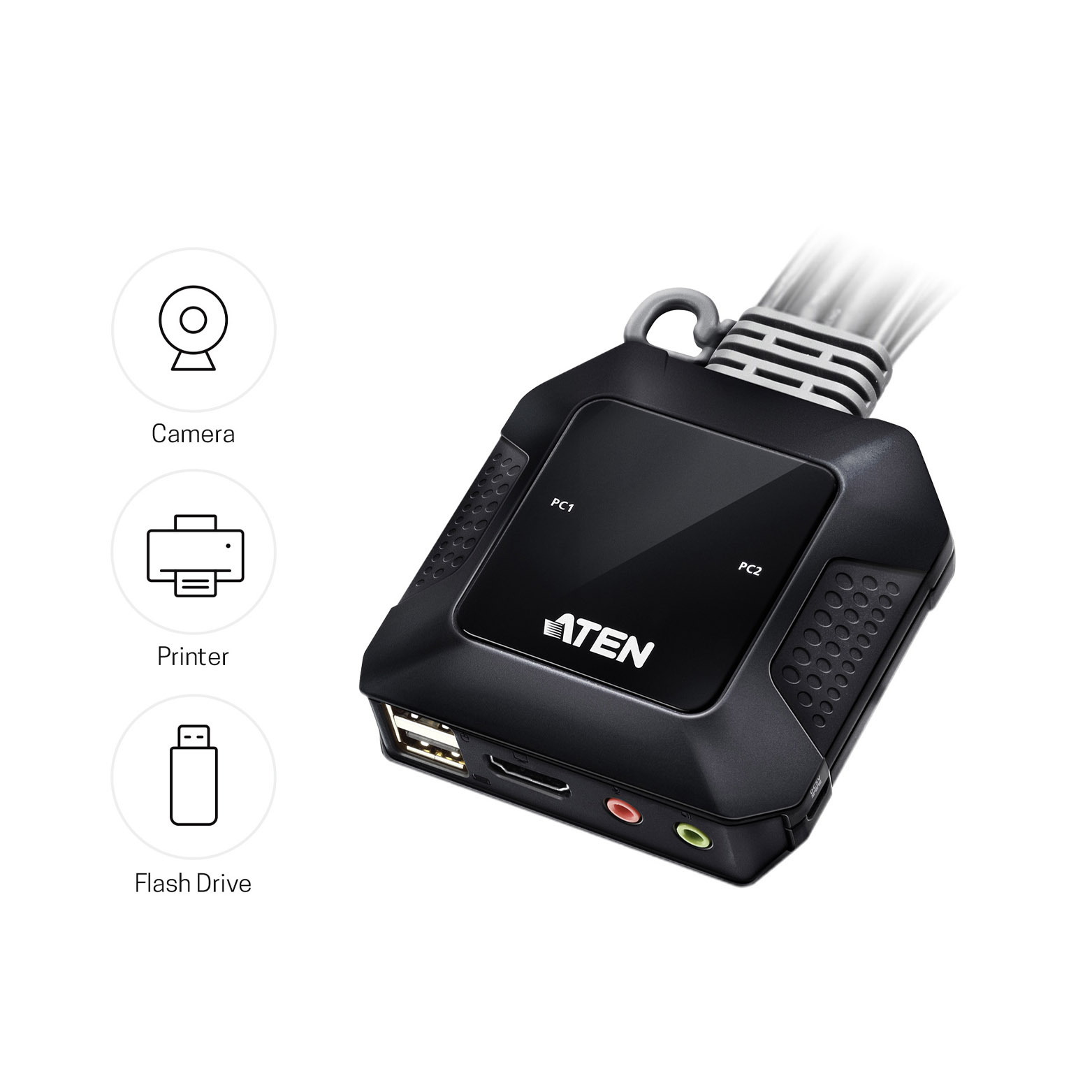 ATEN 宏正 CS22H KVM 2埠 4K HDMI USB帶線式切換器