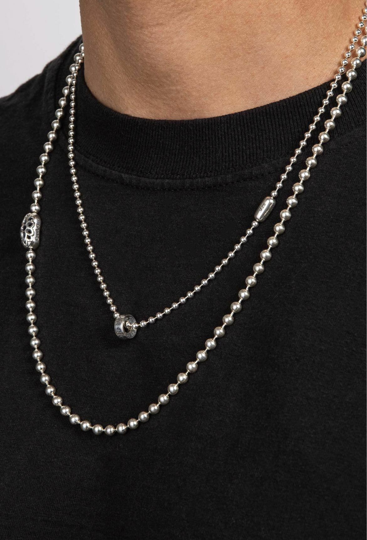 #3 Ball Chain Necklace w/ small rondel Set