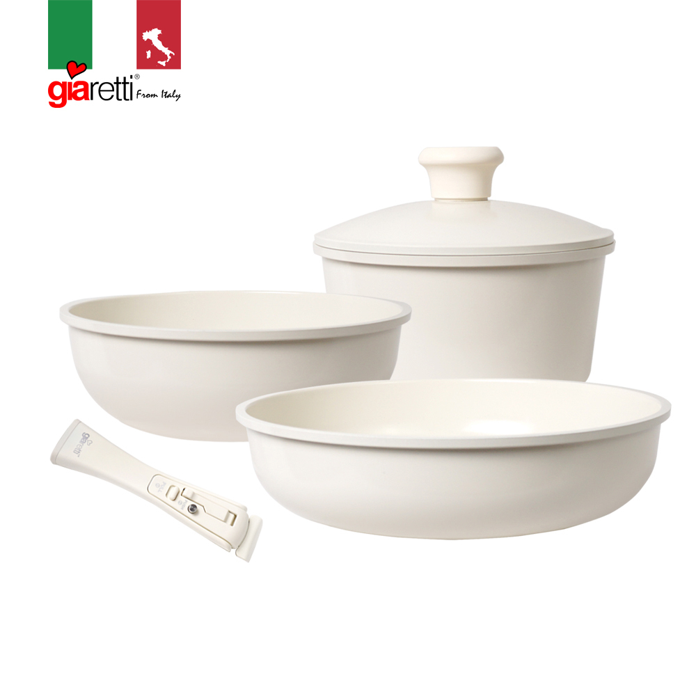 【義大利Giaretti 珈樂堤】陶瓷塗層不沾鍋具五件組(GT-HWP05-W)