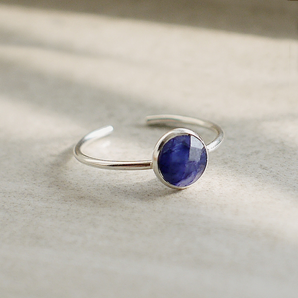 藍寶石簡約小圓純銀戒指/SR950