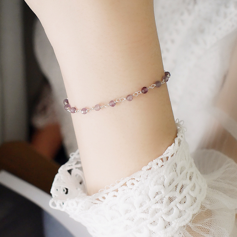 紫水晶珠簾純銀手鍊/SB992