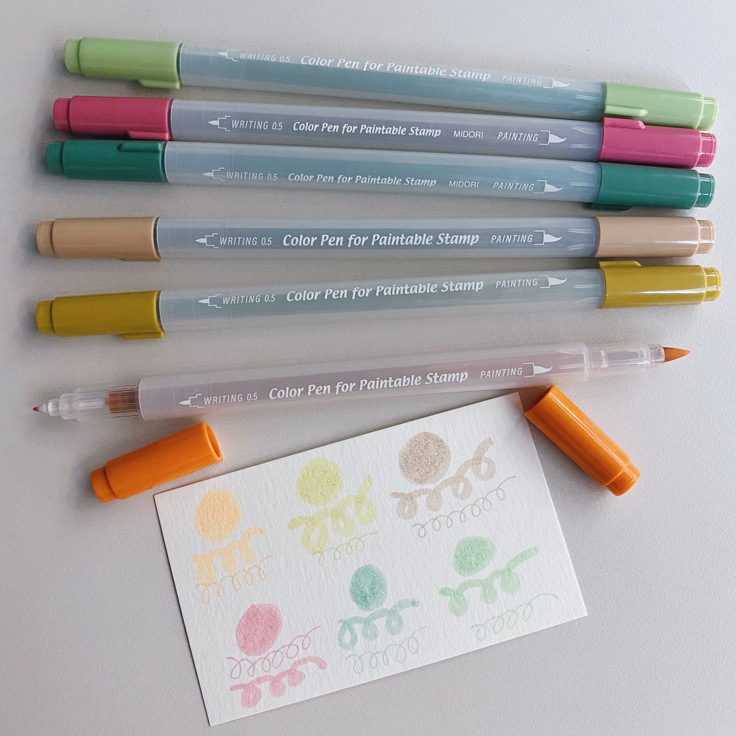 MIDORI 水性兩用色筆 雙頭筆 6入組 綠野