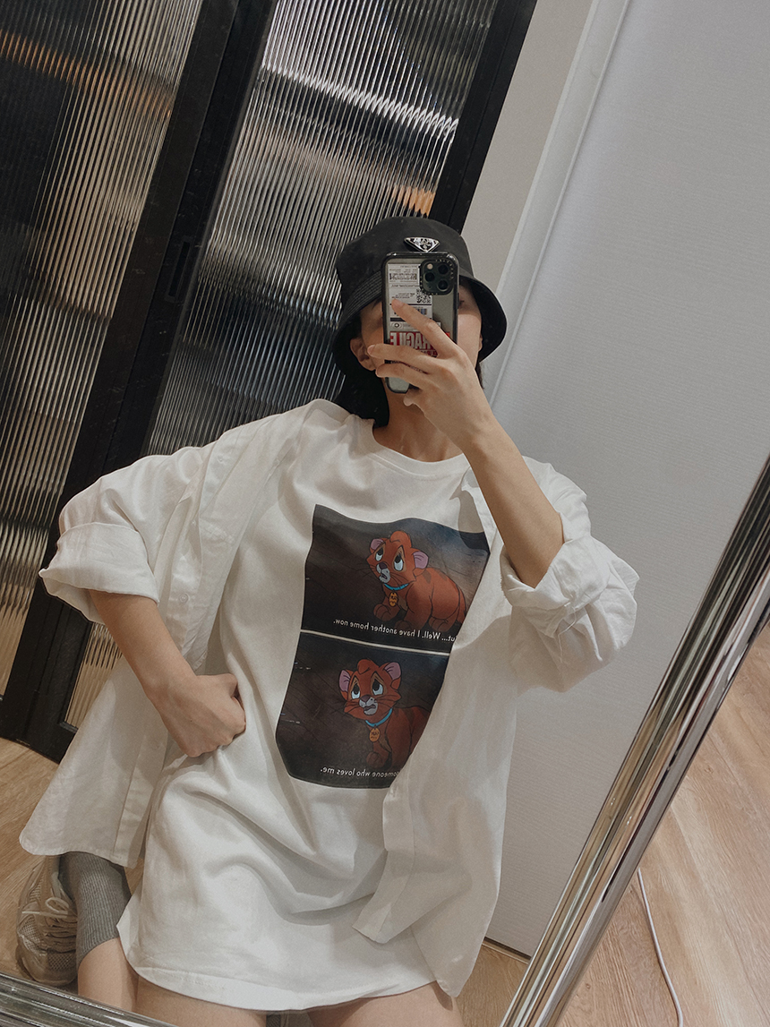 可愛貓咪長版上衣*3色