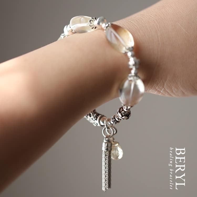 黃水晶純銀手鍊