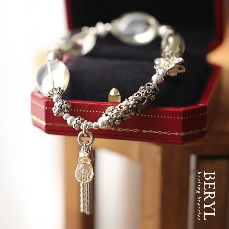 黃水晶純銀手鍊