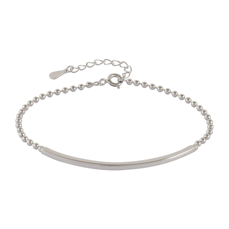 純銀手鍊，女士手鍊 纖細方管造型；隨興百搭俐落亮眼（2065圓珠鍊）