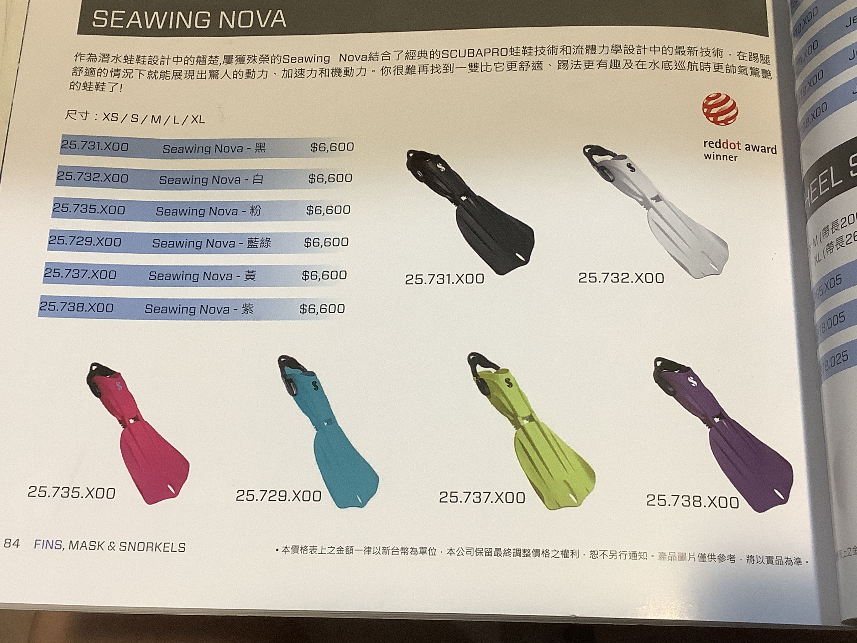 Scubapro SEAWING NOVA尤魚 $7200-
