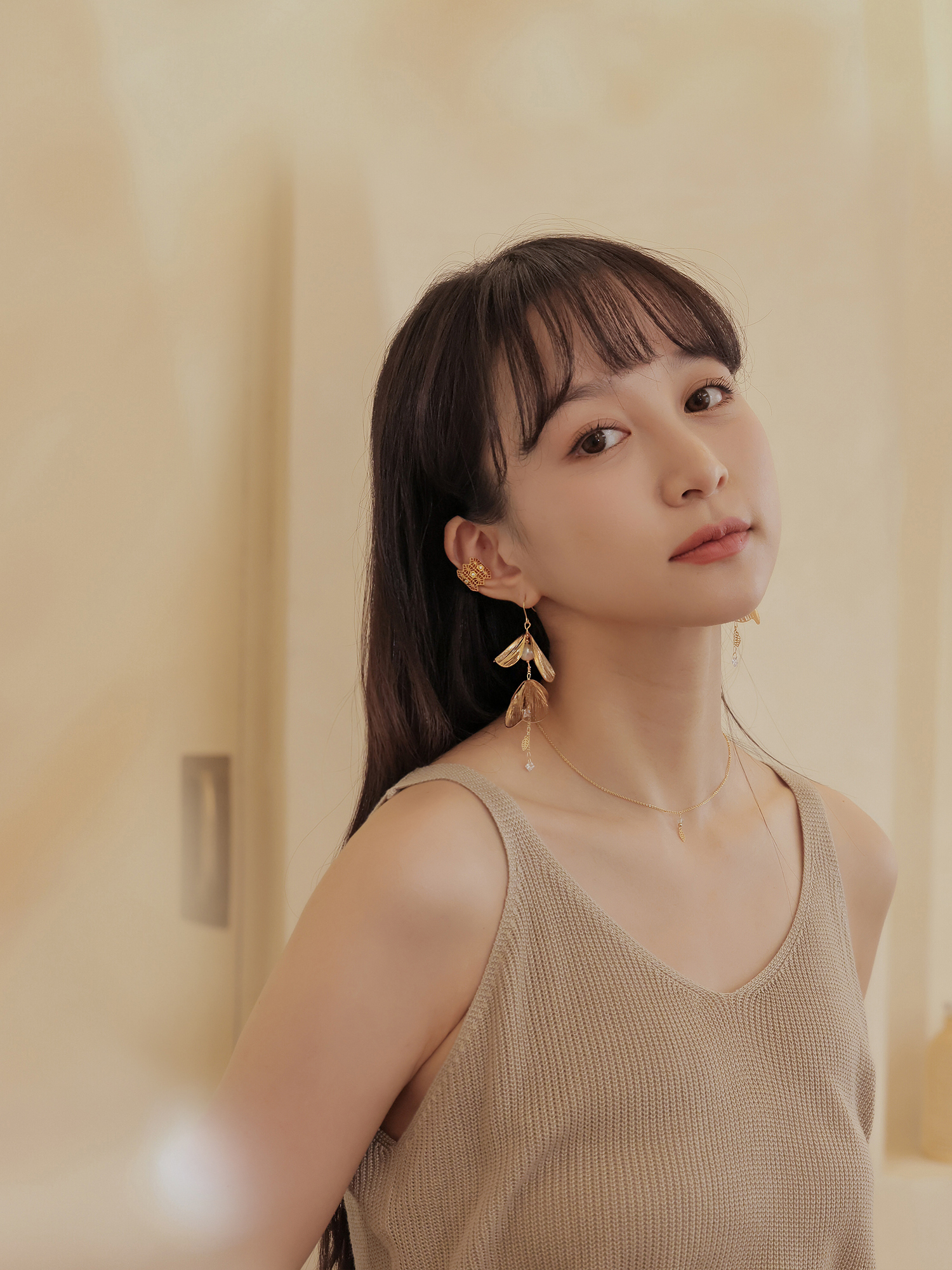 每個日夜。MUCHAT手作14KGP水晶珠墜葉片項鍊