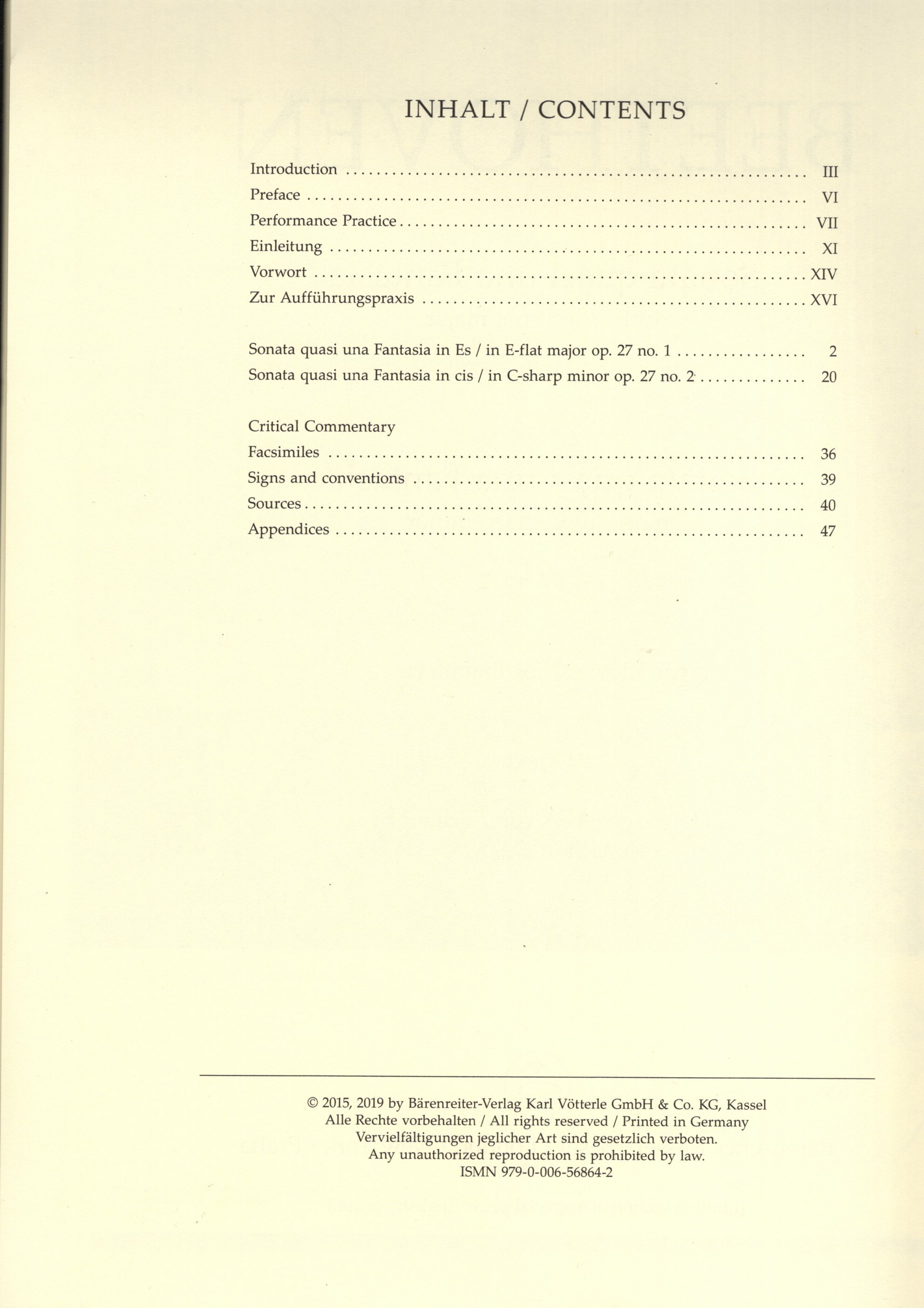 《貝多芬：鋼琴奏鳴曲，作品27-1 / 27-2》Barenreiter特別版