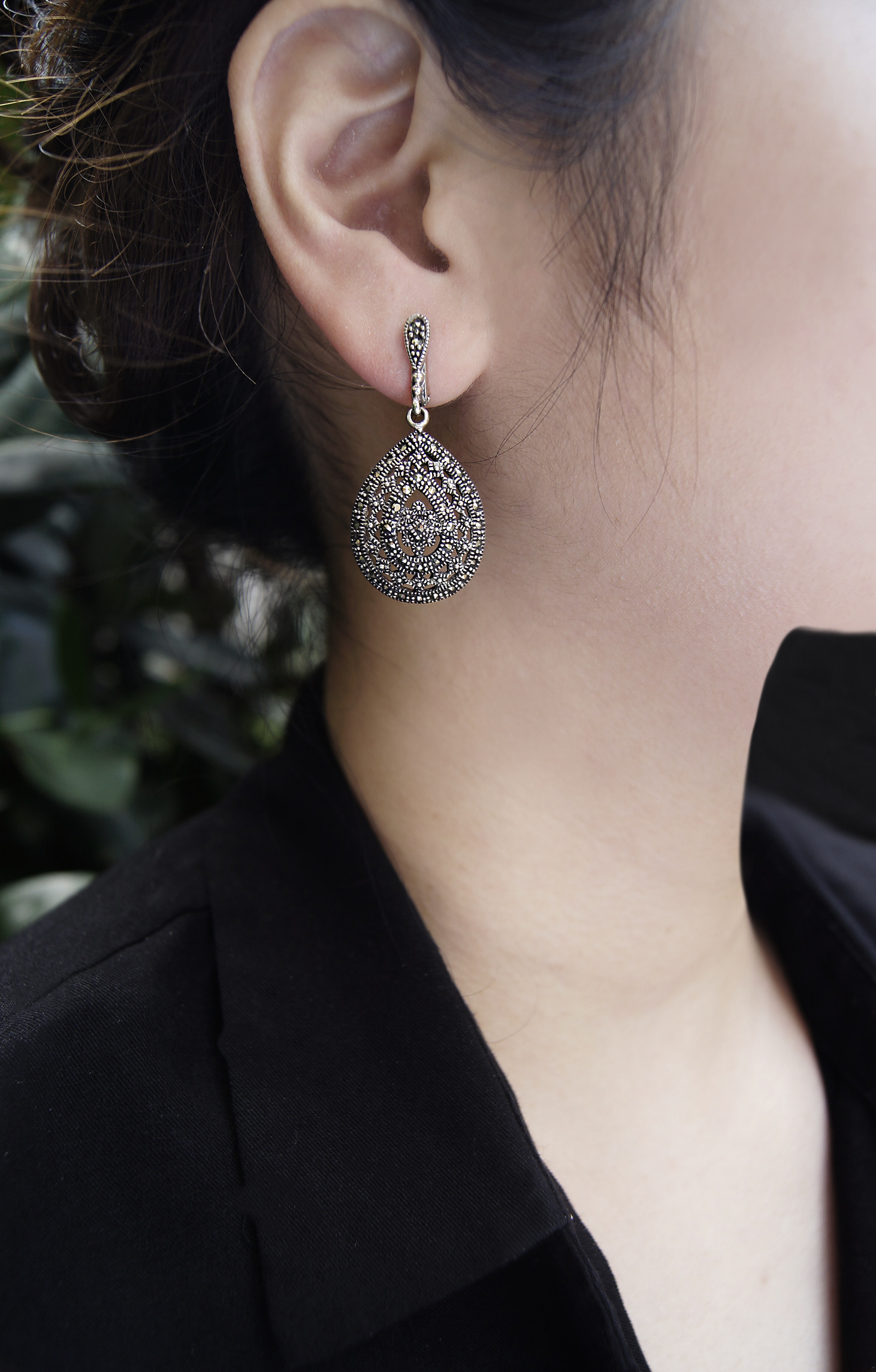 水滴馬克賽石耳環