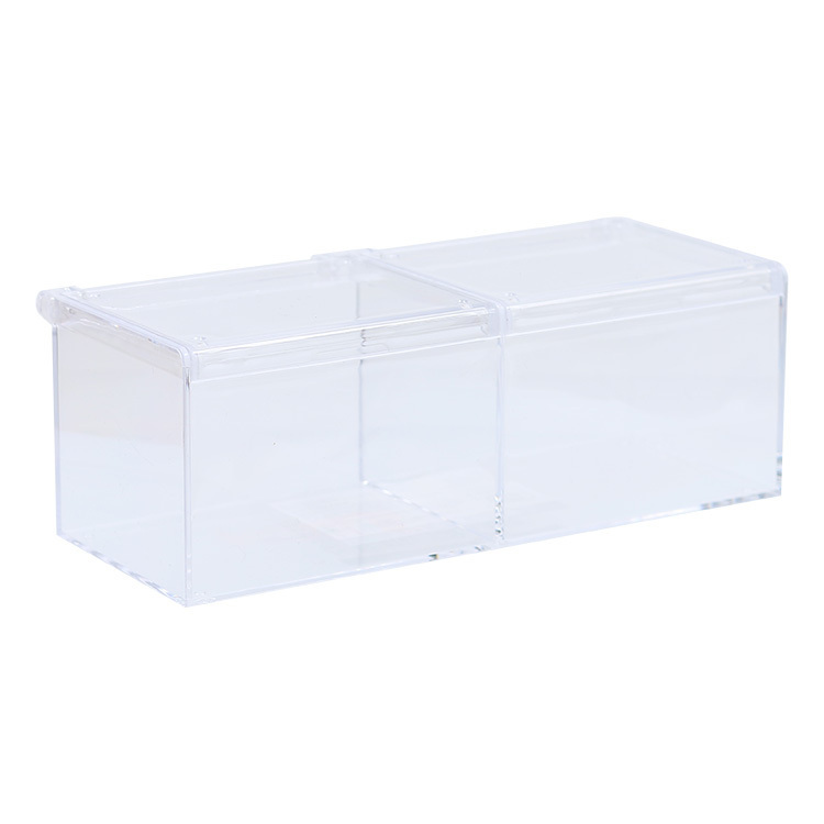 透明分隔收納盒/16.5x6x7.4cmクリアケースダブルタイプ