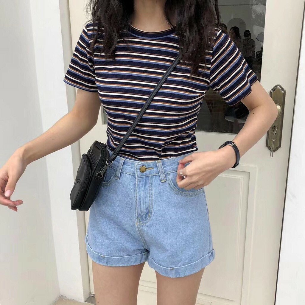 【imfine】入店必帶基本款 橫條合身短袖上衣 #1610