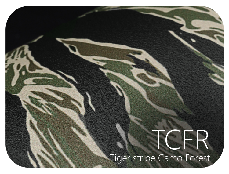 LIFE+GUARD TCFR Tiger stripe Camo Forest LIFE+GUARD WABU Wave Blue vinyl skin sample for 3C protective wraps