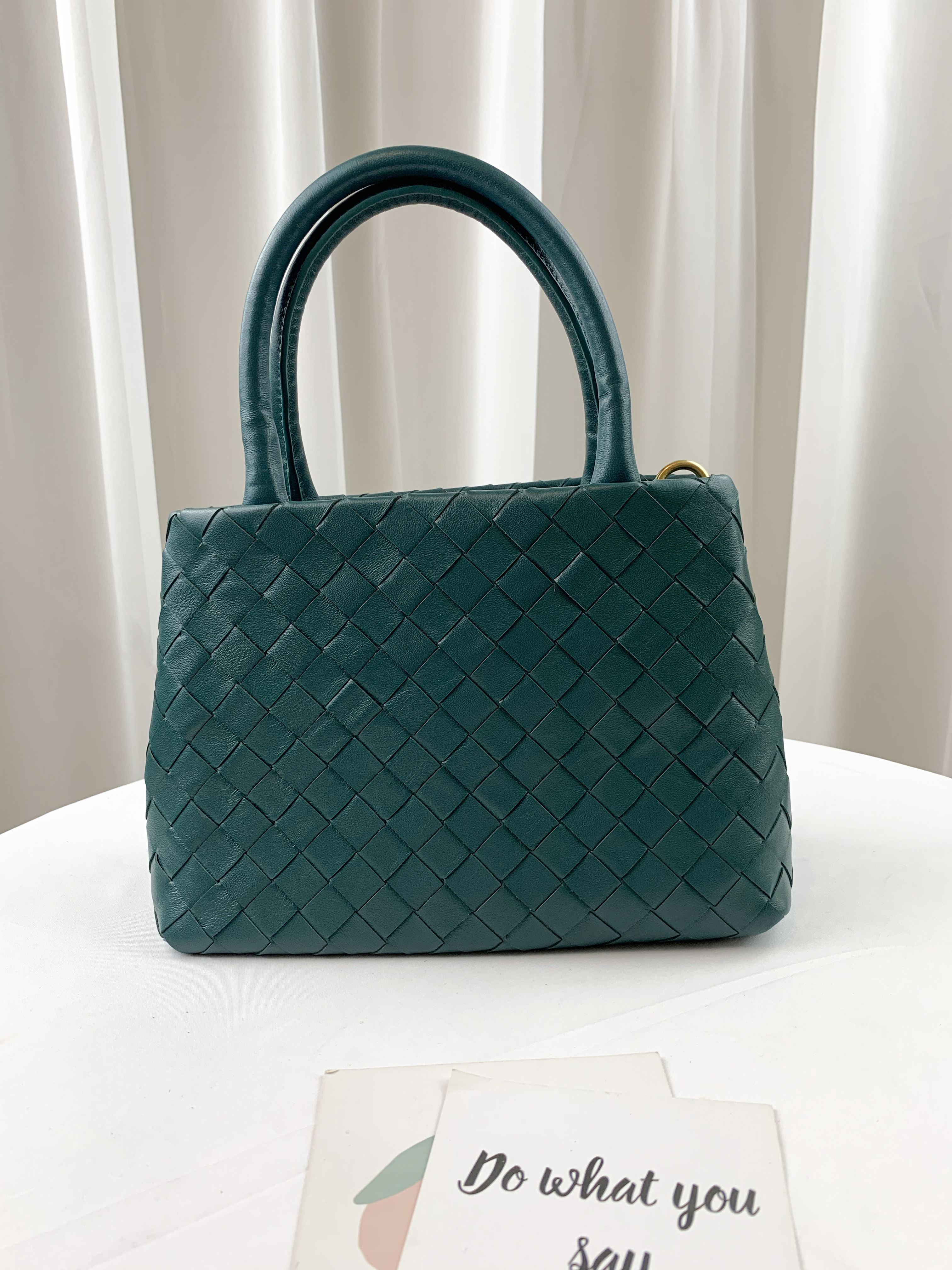 橄欖綠 編織真皮牛皮手提包 / 側背包 #SM-8686