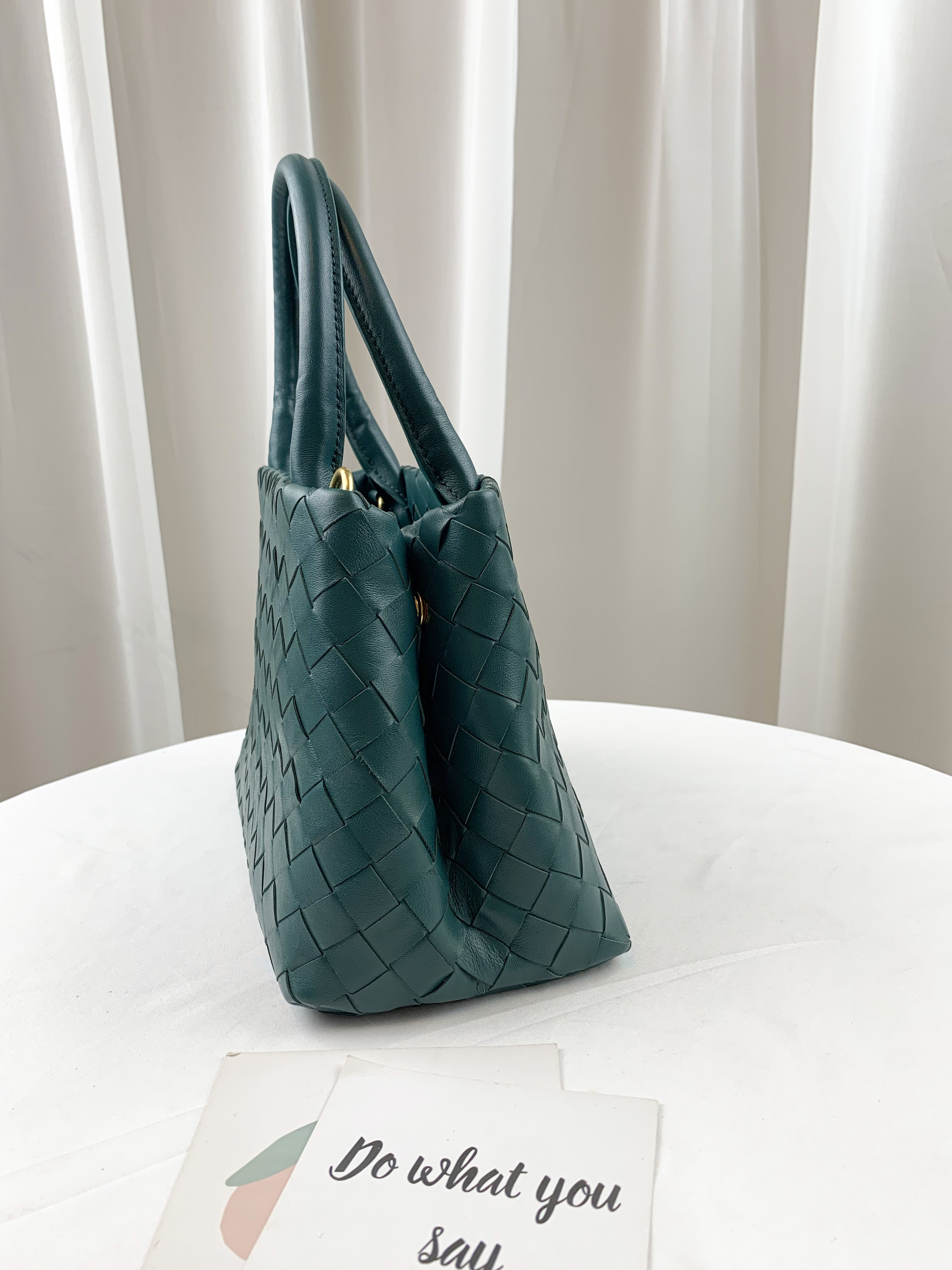 橄欖綠 編織真皮牛皮手提包 / 側背包 #SM-8686