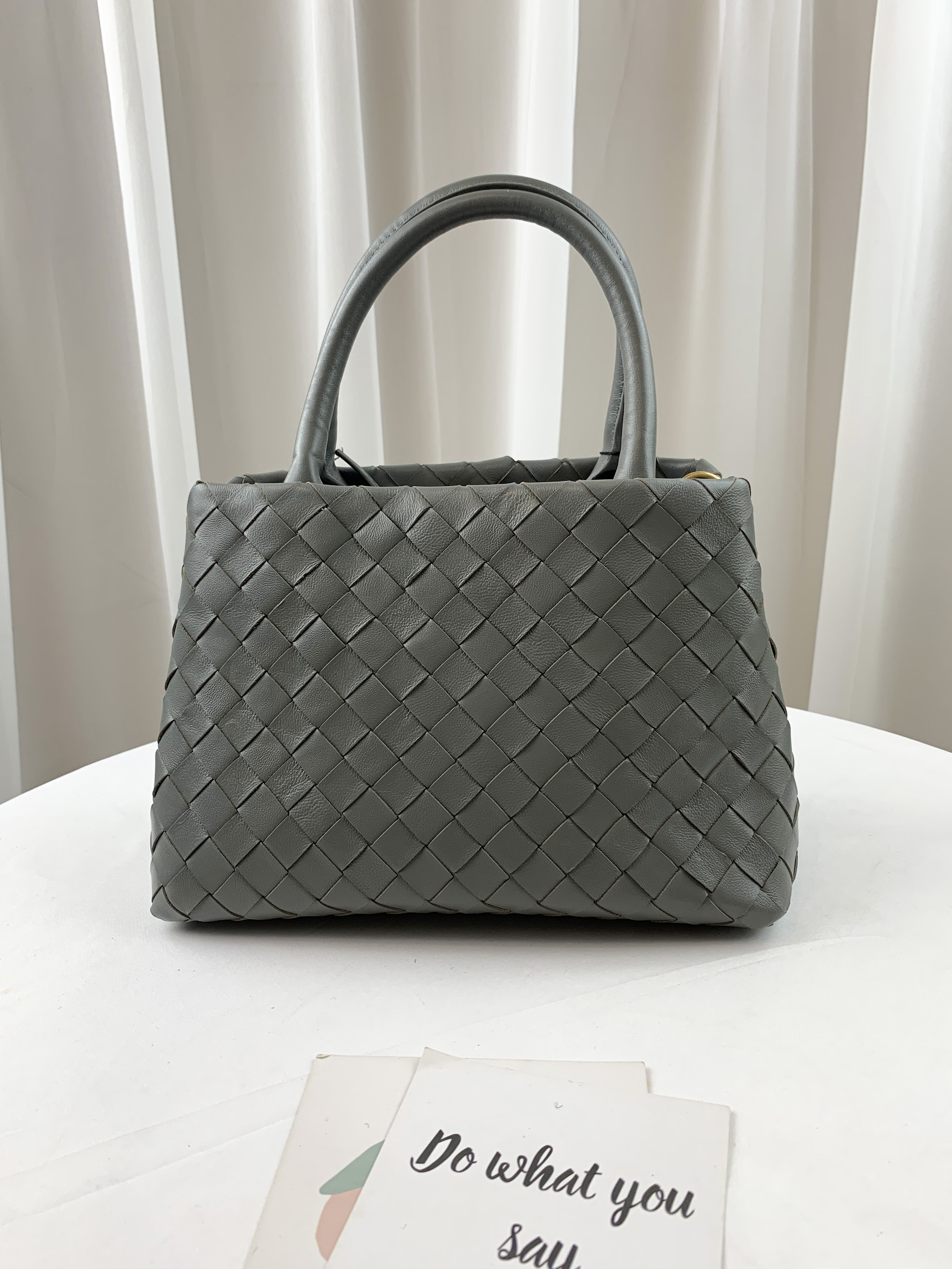 大象灰 編織真皮牛皮手提包 / 側背包 #SM-8686