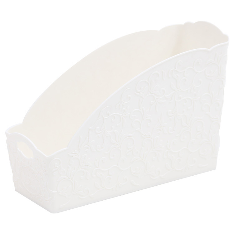 雕花文件盒白/27.5x10x17.5cm ファイルスタンド