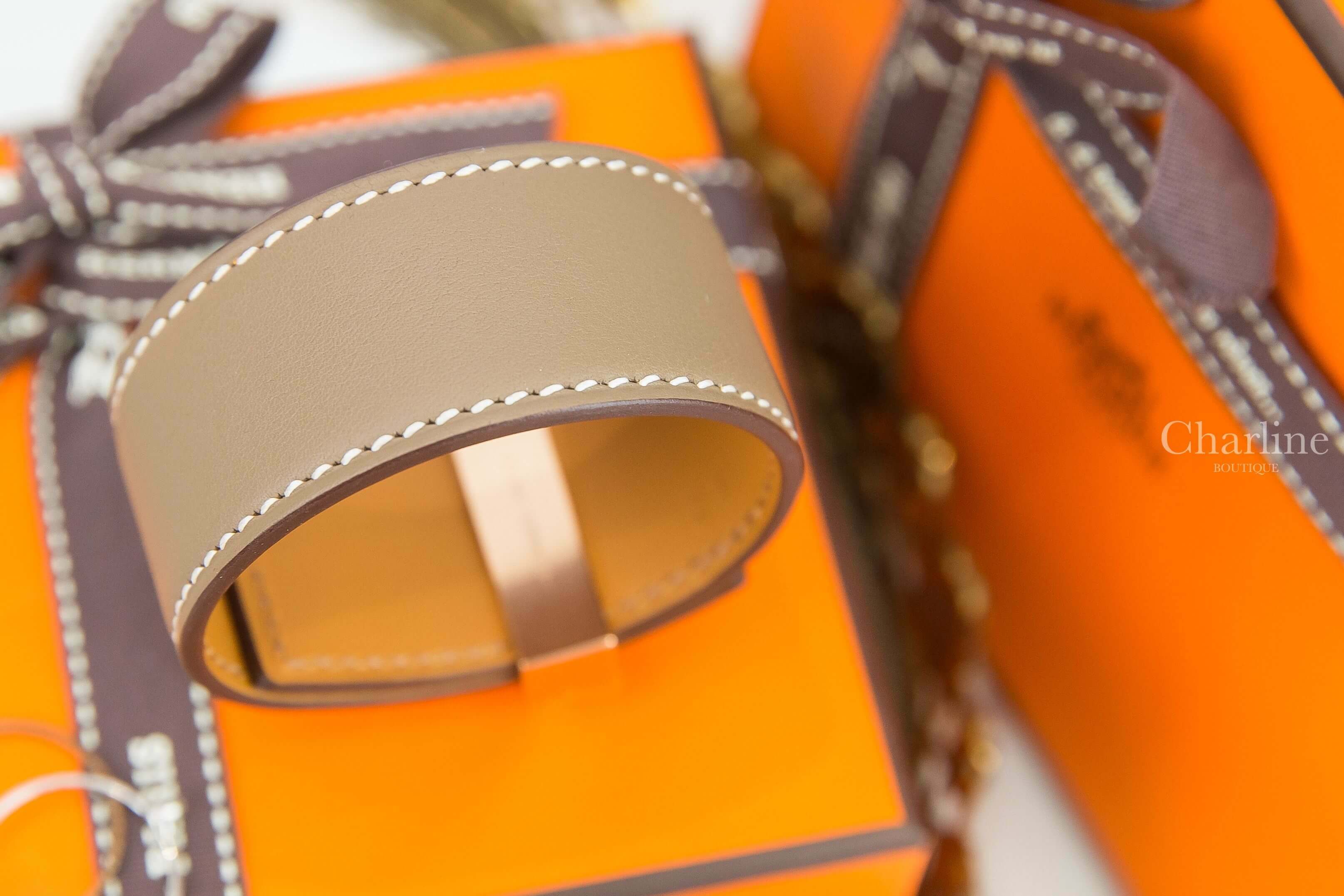 Hermès Collier De Chien 24 Bracelet 大象灰玫瑰金釦卯釘手環-Charline Boutique 精品代購