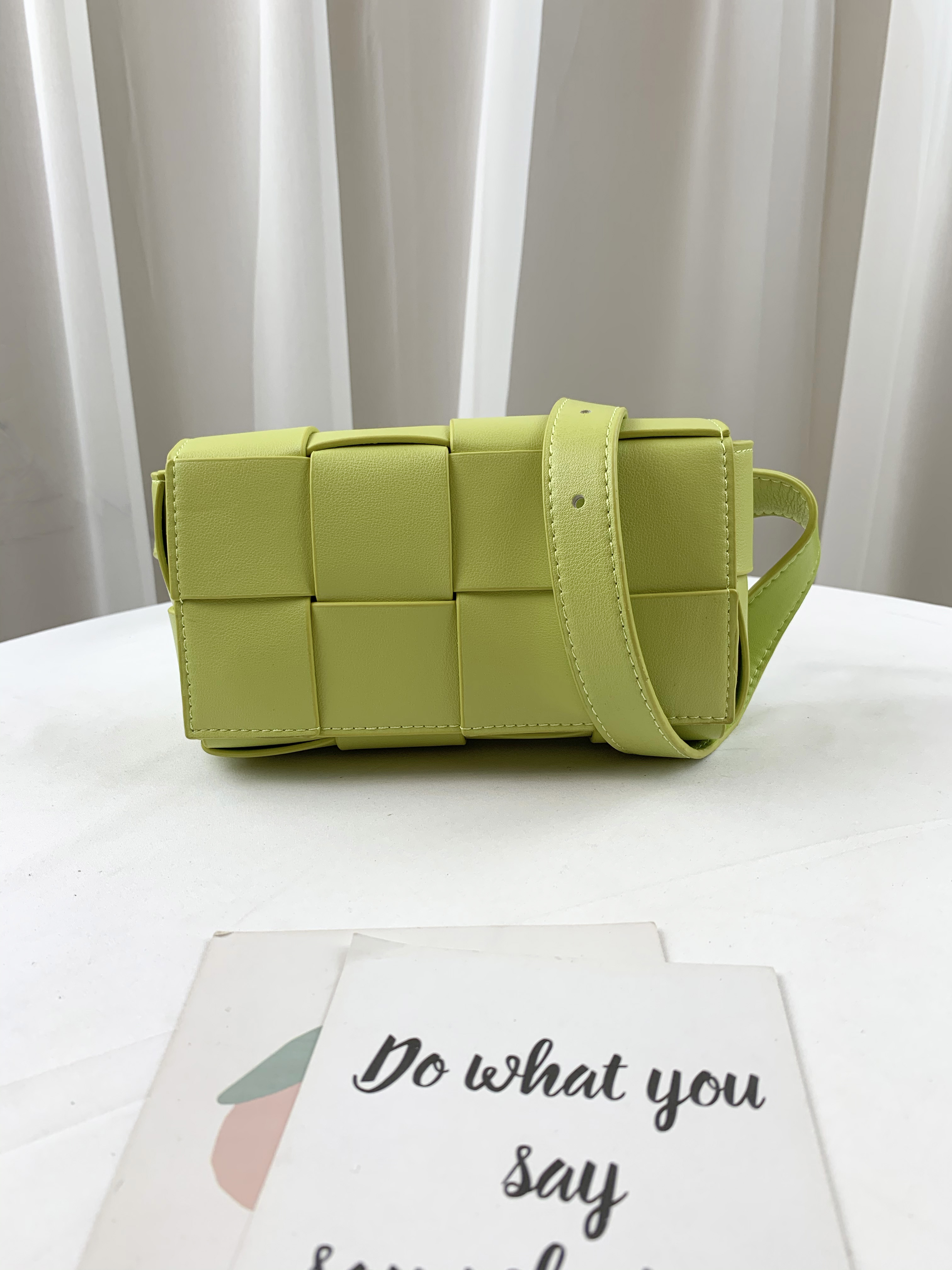 芥末黃 編織真皮牛皮胸包 / 斜背腰包 #SM-2995