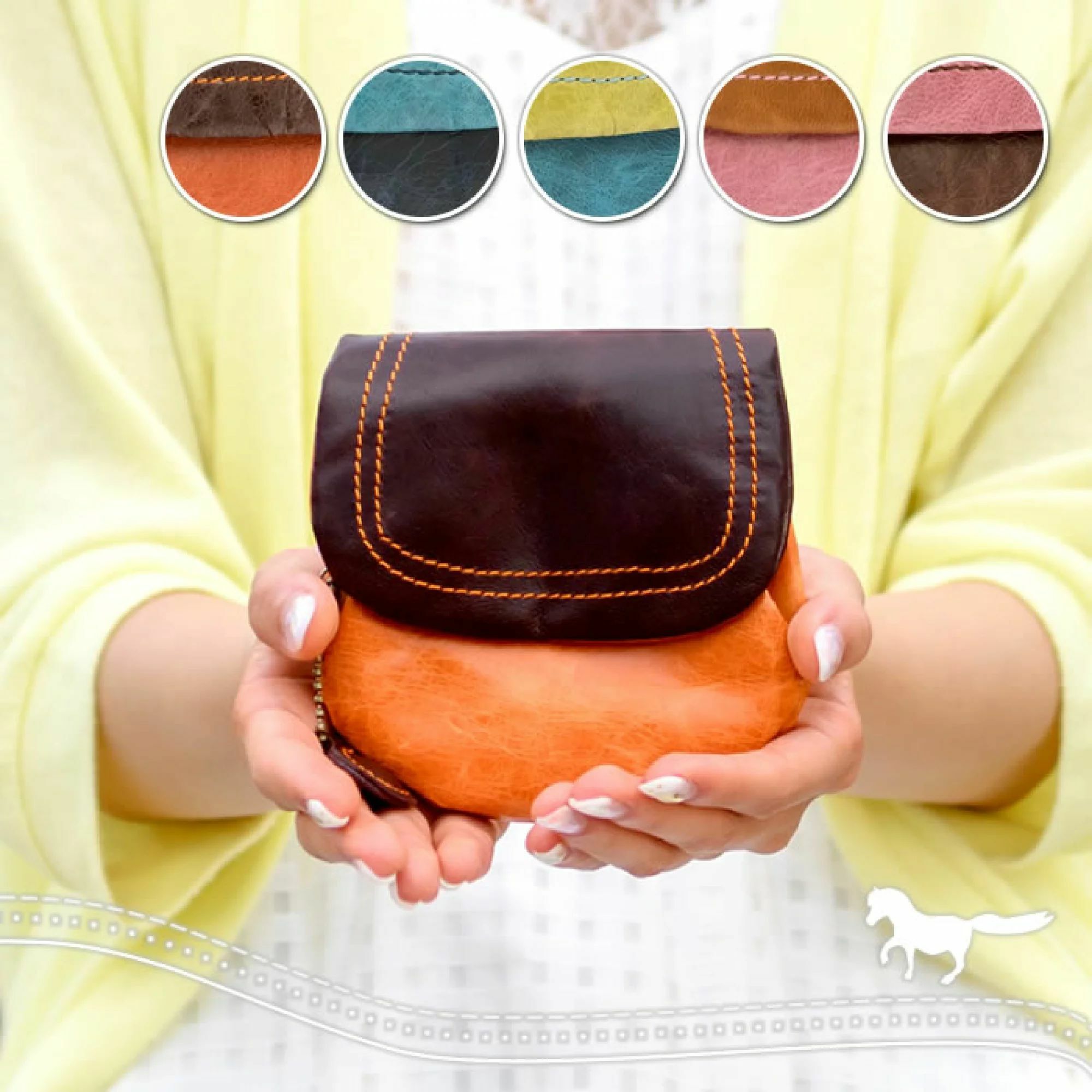 RPO 日本直送 pacca pacca 馬皮革 糖果色系 卡片零錢包