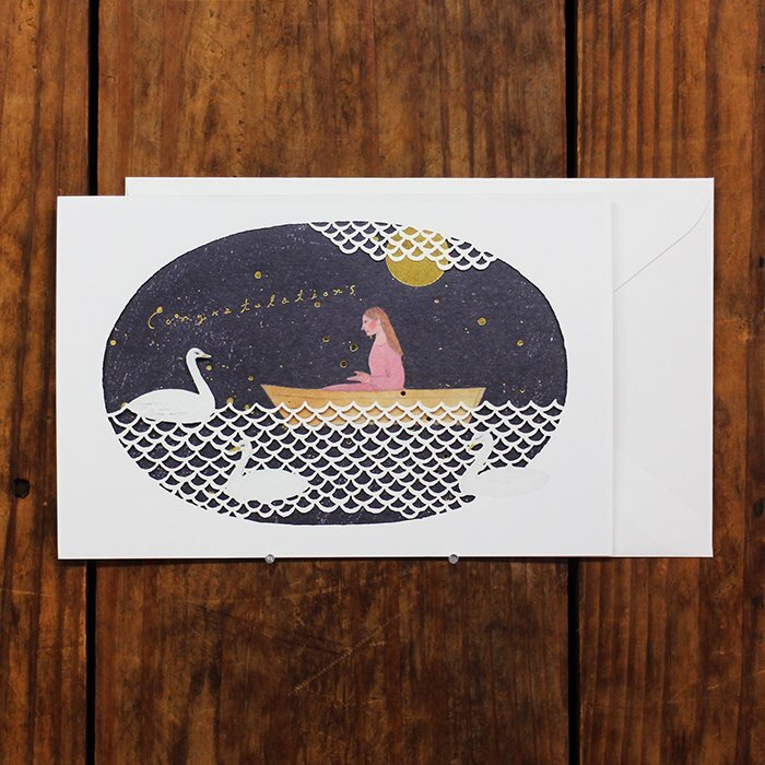 西淑:mizuumi 湖泊 燙金萬用卡片 賀卡 日本表現社