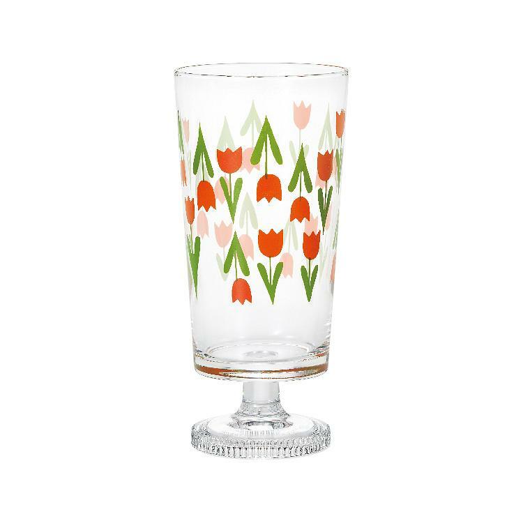 鬱金香 昭和復古花朵 玻璃高腳杯｜日本石塚硝子