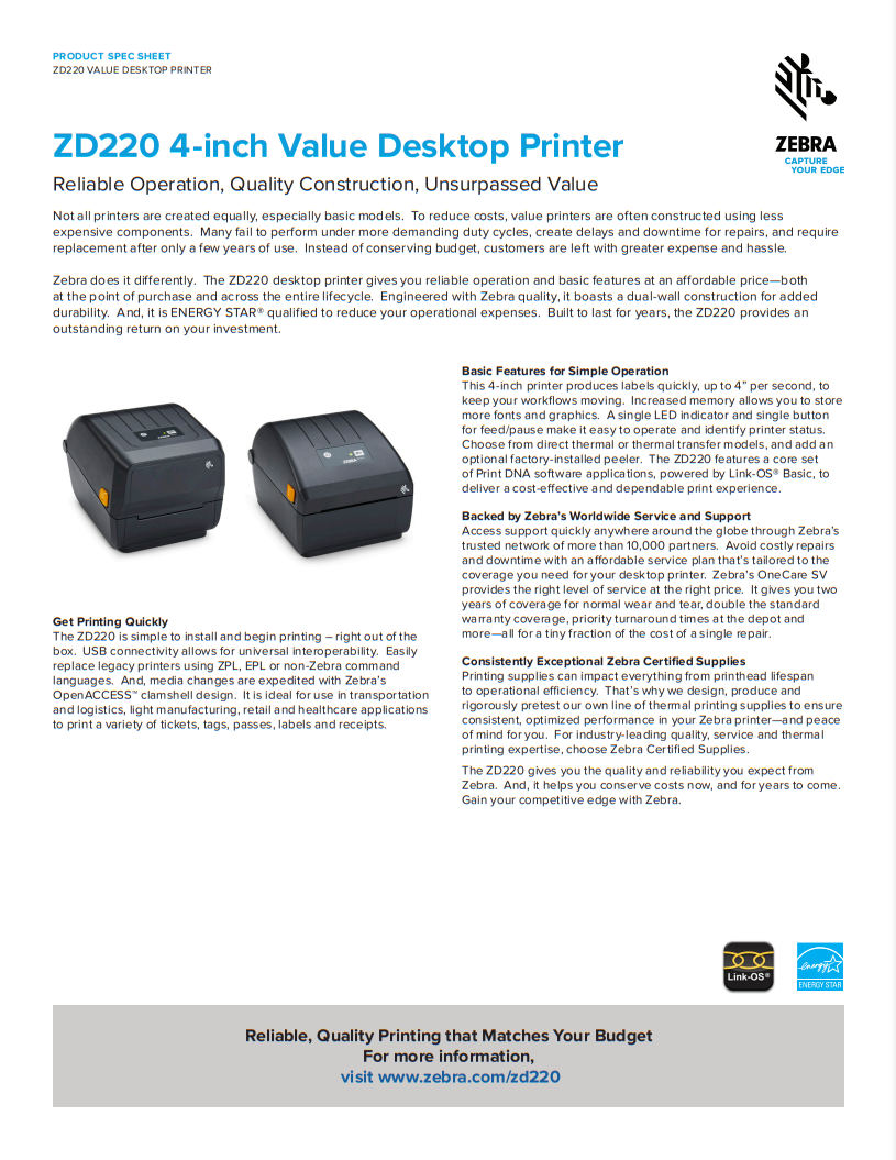 Zebra ZD220, ZD230 條碼打印機 label打印機 barcode label printer 熱敏打印機