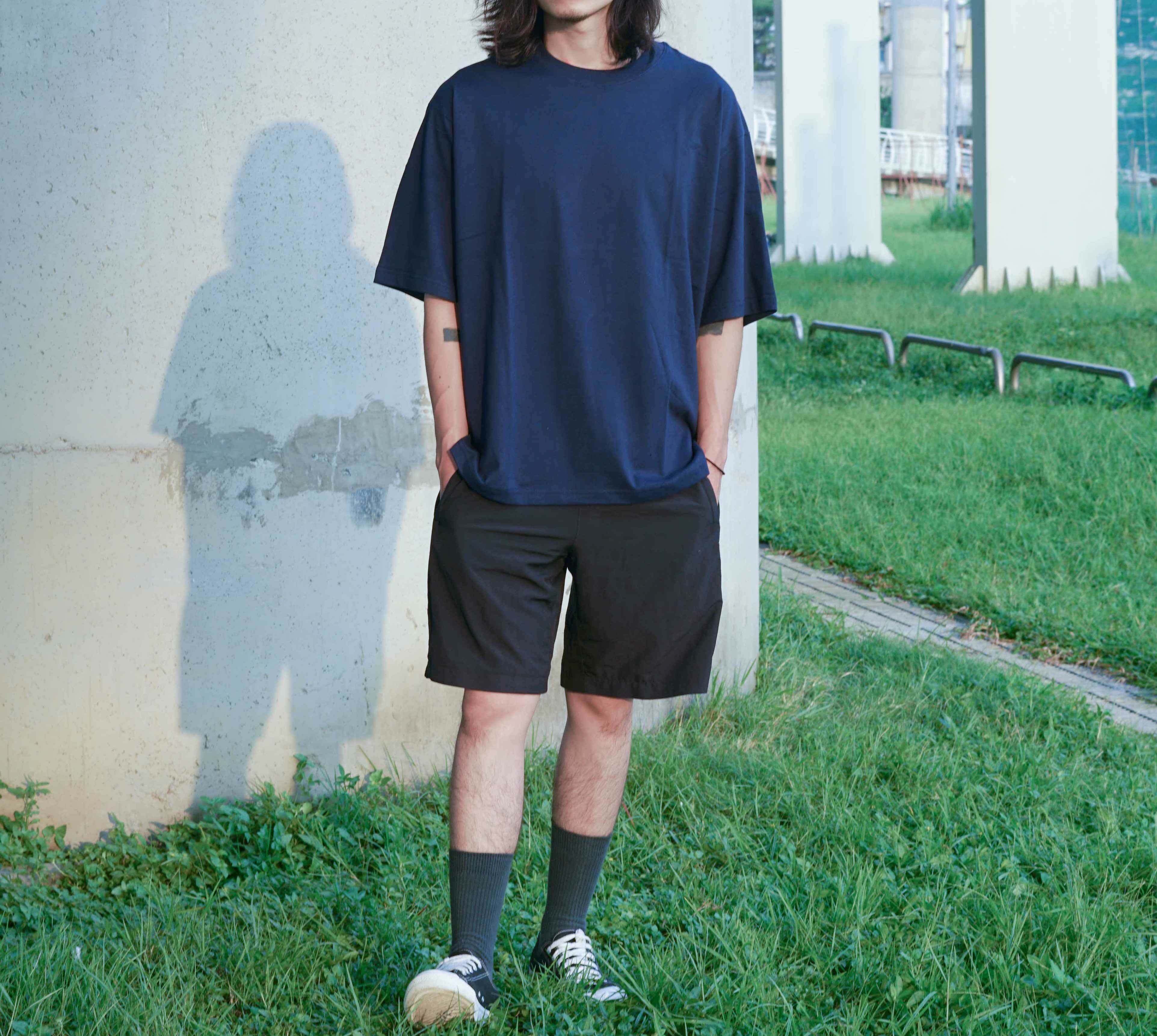 mr.maestro Wide 落肩寬版  - 高磅數純棉素Tee 藏青